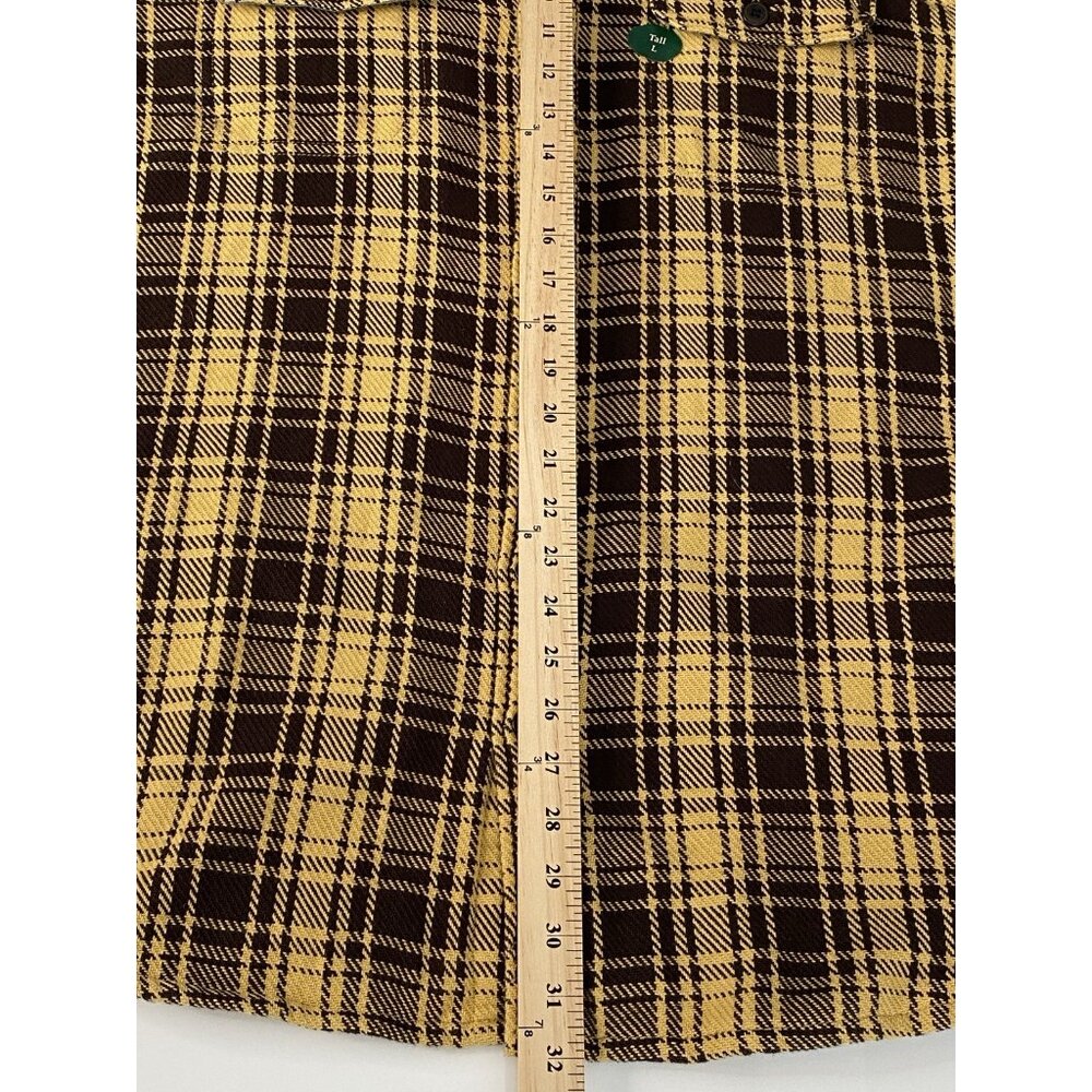 NWT LL Bean 1912 Overshirt Men’s L Tall Slightly Fitted Mustard Brown Plaid Jac - Picture 11 of 16